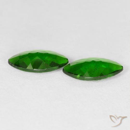 Chrome Diopside Gemstones in 10 x 5 mm (calibrated) Size for Sale, Chrome Diopside Stones in Medium Dark-Green Color