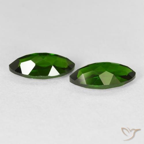 Chrome Diopside Gemstones in 10 x 5 mm (calibrated) Size for Sale, Chrome Diopside Stones in Medium Dark-Green Color