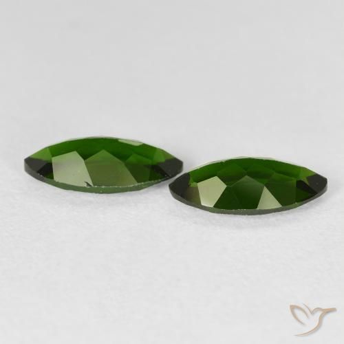 Chrome Diopside Gemstones in 10 x 5 mm (calibrated) Size for Sale, Chrome Diopside Stones in Medium Dark-Green Color
