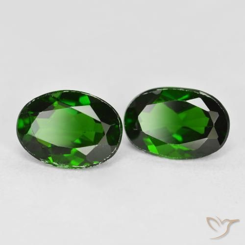 1.70 ctw Green Chrome Diopside Stones, Natural Chrome Diopside in Oval Facet Shape for Sale
