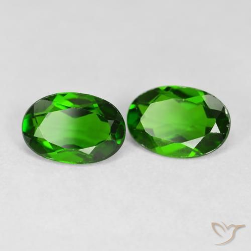 1.35 ctw Green Chrome Diopside Stones, Natural Chrome Diopside in Oval Facet Shape for Sale