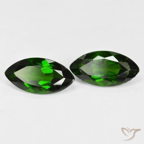 2.72 ctw Green Chrome Diopside Stones, Natural Chrome Diopside in Marquise Facet Shape for Sale