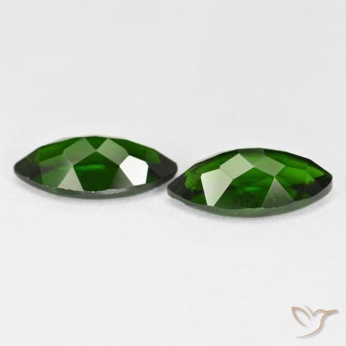 Chrome Diopside Gemstones in 10 x 5 mm (calibrated) Size for Sale, Chrome Diopside Stones in Dark Green Color