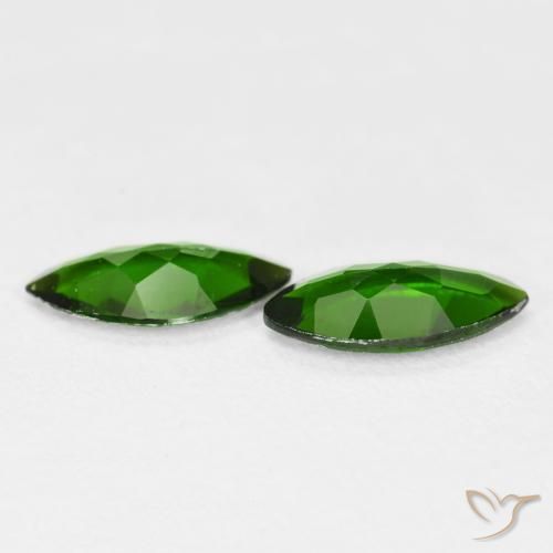 Chrome Diopside Gemstones in 10 x 5 mm (calibrated) Size for Sale, Chrome Diopside Stones in Medium Dark-Green Color