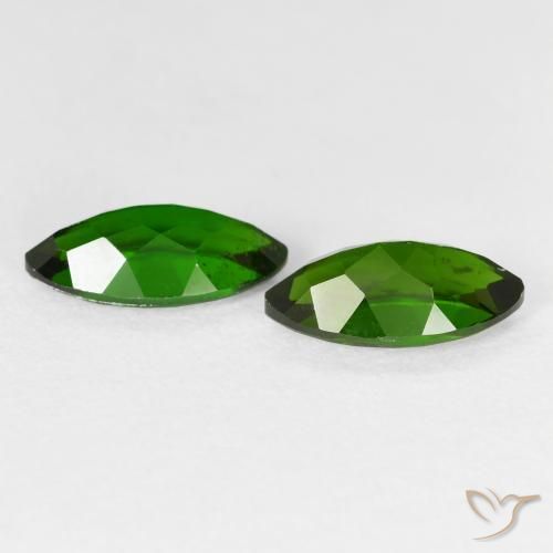 Chrome Diopside Gemstones in 10 x 5 mm (calibrated) Size for Sale, Chrome Diopside Stones in Medium Dark-Green Color
