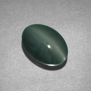 1.89 ct Green Chrysoberyl Cat's Eye Gemstone, Chrysoberyl Cat's Eye Gem in Oval Cabochon Shape for Sale.