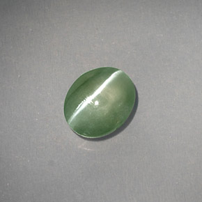 1.03 ct Green Chrysoberyl Cat's Eye Gemstone, Chrysoberyl Cat's Eye Gem in Oval Cabochon Shape for Sale.