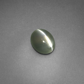 0.69 ct Green Chrysoberyl Cat's Eye Stone, Natural Chrysoberyl Cat's Eye in Oval Cabochon Shape for Sale