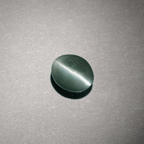 0.80 ct Green Chrysoberyl Cat's Eye Gemstone, Chrysoberyl Cat's Eye Gem in Oval Cabochon Shape for Sale.