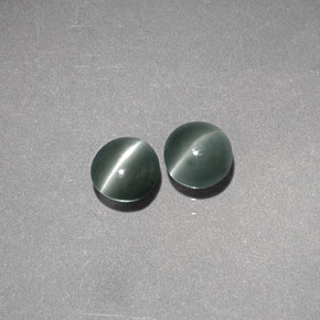 0.57 ct Green Chrysoberyl Cat's Eye Gemstone, Chrysoberyl Cat's Eye Gem in Round Cabochon Shape for Sale.
