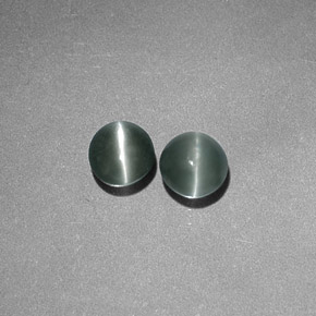 0.57 ct Green Chrysoberyl Cat's Eye Stone, Natural Chrysoberyl Cat's Eye in Round Cabochon Shape for Sale