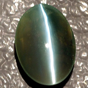 0.83 ct Green Chrysoberyl Cat's Eye Stone, Natural Chrysoberyl Cat's Eye in Oval Cabochon Shape for Sale