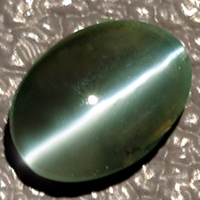 Chrysoberyl Cat's Eye Gemstone in 6.7 x 4.7 mm Size for Sale, Chrysoberyl Cat's Eye Stone in Green Color