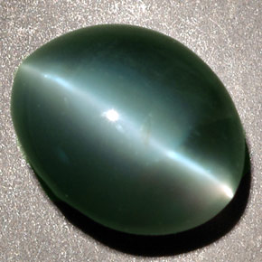 2.48 ct Green Chrysoberyl Cat's Eye Gemstone, Chrysoberyl Cat's Eye Gem in Oval Cabochon Shape for Sale.