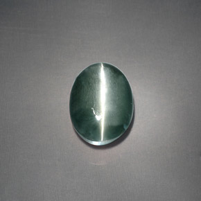3.05 ct Green Chrysoberyl Cat's Eye Stone, Natural Chrysoberyl Cat's Eye in Oval Cabochon Shape for Sale