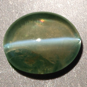 0.92 ct Green Chrysoberyl Cat's Eye Stone, Natural Chrysoberyl Cat's Eye in Oval Cabochon Shape for Sale
