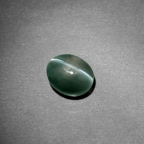 1.01 ct Green Chrysoberyl Cat's Eye Stone, Natural Chrysoberyl Cat's Eye in Oval Cabochon Shape for Sale