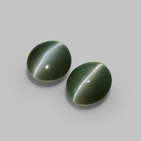1.05 ct Green Chrysoberyl Cat's Eye Stone, Natural Chrysoberyl Cat's Eye in Oval Cabochon Shape for Sale
