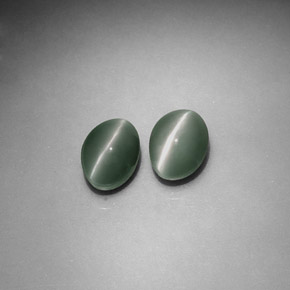 2.02 ct Green Chrysoberyl Cat's Eye Stone, Natural Chrysoberyl Cat's Eye in Oval Cabochon Shape for Sale