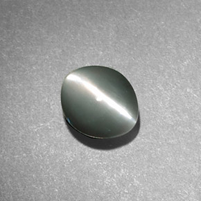 0.88 ct Green Chrysoberyl Cat's Eye Gemstone, Chrysoberyl Cat's Eye Gem in Oval Cabochon Shape for Sale.