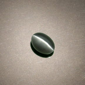 0.75 ct Green Chrysoberyl Cat's Eye Gemstone, Chrysoberyl Cat's Eye Gem in Oval Cabochon Shape for Sale.