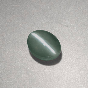 0.83 ct Green Chrysoberyl Cat's Eye Gemstone, Chrysoberyl Cat's Eye Gem in Oval Cabochon Shape for Sale.