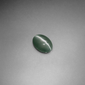 0.55 ct Green Chrysoberyl Cat's Eye Gemstone, Chrysoberyl Cat's Eye Gem in Oval Cabochon Shape for Sale.