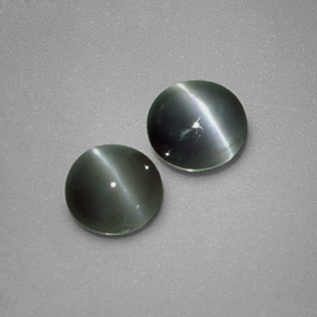 0.94 ct Green Chrysoberyl Cat's Eye Gemstone, Chrysoberyl Cat's Eye Gem in Round Cabochon Shape for Sale.