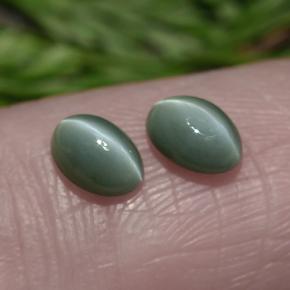1.12 ctw Green Chrysoberyl Cat's Eye Stones, Natural Chrysoberyl Cat's Eye in Oval Cabochon Shape for Sale