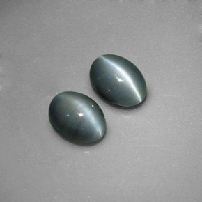 1.24 ct Green Chrysoberyl Cat's Eye Gemstone, Chrysoberyl Cat's Eye Gem in Oval Cabochon Shape for Sale.