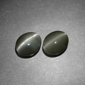 1.55 ct Green Chrysoberyl Cat's Eye Stone, Natural Chrysoberyl Cat's Eye in Oval Cabochon Shape for Sale