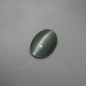 0.59 ct Green Chrysoberyl Cat's Eye Stone, Natural Chrysoberyl Cat's Eye in Oval Cabochon Shape for Sale