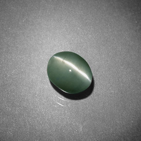 0.93 ct Green Chrysoberyl Cat's Eye Gemstone, Chrysoberyl Cat's Eye Gem in Oval Cabochon Shape for Sale.
