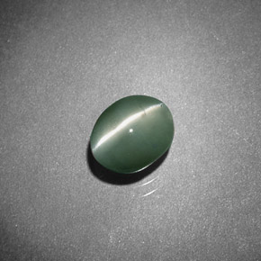 0.93 ct Green Chrysoberyl Cat's Eye Stone, Natural Chrysoberyl Cat's Eye in Oval Cabochon Shape for Sale