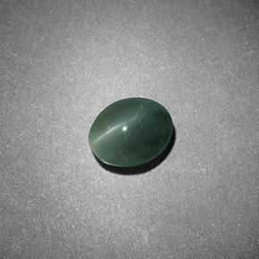 0.68 ct Green Chrysoberyl Cat's Eye Gemstone, Chrysoberyl Cat's Eye Gem in Oval Cabochon Shape for Sale.