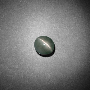 0.79 ct Green Chrysoberyl Cat's Eye Gemstone, Chrysoberyl Cat's Eye Gem in Oval Cabochon Shape for Sale.