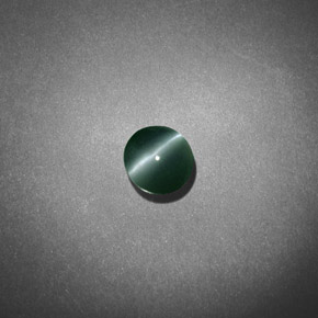 0.66 ct Green Chrysoberyl Cat's Eye Gemstone, Chrysoberyl Cat's Eye Gem in Round Cabochon Shape for Sale.