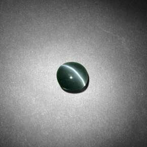 0.52 ct Green Chrysoberyl Cat's Eye Gemstone, Chrysoberyl Cat's Eye Gem in Round Cabochon Shape for Sale.