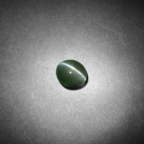 0.53 ct Green Chrysoberyl Cat's Eye Gemstone, Chrysoberyl Cat's Eye Gem in Oval Cabochon Shape for Sale.