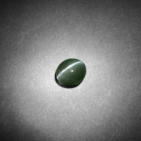 0.53 ct Green Chrysoberyl Cat's Eye Stone, Natural Chrysoberyl Cat's Eye in Oval Cabochon Shape for Sale