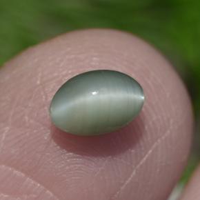 0.86 ct Green Chrysoberyl Cat's Eye Stone, Natural Chrysoberyl Cat's Eye in Oval Cabochon Shape for Sale