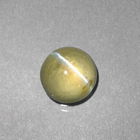 1.56 ct Green Chrysoberyl Cat's Eye Gemstone, Chrysoberyl Cat's Eye Gem in Round Cabochon Shape for Sale.