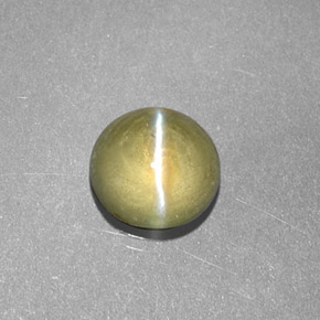 1.56 ct Green Chrysoberyl Cat's Eye Stone, Natural Chrysoberyl Cat's Eye in Round Cabochon Shape for Sale