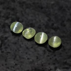 Chrysoberyl Cat's Eye Gemstones in 4 mm (calibrated) Size for Sale, Chrysoberyl Cat's Eye Stones in Golden Green Color