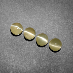 Chrysoberyl Cat's Eye Gemstone in 4 mm (calibrated) Size for Sale, Chrysoberyl Cat's Eye Stone in Golden Green Color