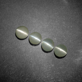 1.18 ct Green Chrysoberyl Cat's Eye Gemstone, Chrysoberyl Cat's Eye Gem in Round Cabochon Shape for Sale.