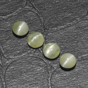 1.54 ctw Green Chrysoberyl Cat's Eye Stones, Natural Chrysoberyl Cat's Eye in Round Cabochon Shape for Sale