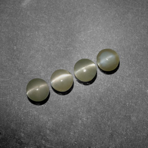 1.38 ctw Green Chrysoberyl Cat's Eye Stones, Natural Chrysoberyl Cat's Eye in Round Cabochon Shape for Sale