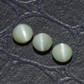 1.31 ctw Green Chrysoberyl Cat's Eye Stones, Natural Chrysoberyl Cat's Eye in Round Cabochon Shape for Sale