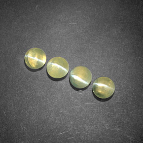 1.44 ct Green Chrysoberyl Cat's Eye Stone, Natural Chrysoberyl Cat's Eye in Round Cabochon Shape for Sale